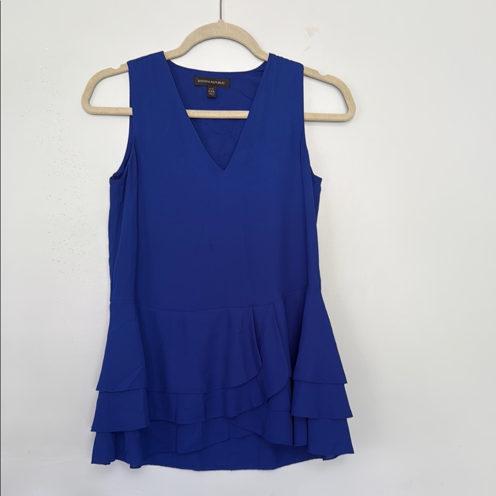 Banana Republic Blue Ruffled Tiered Tank Top